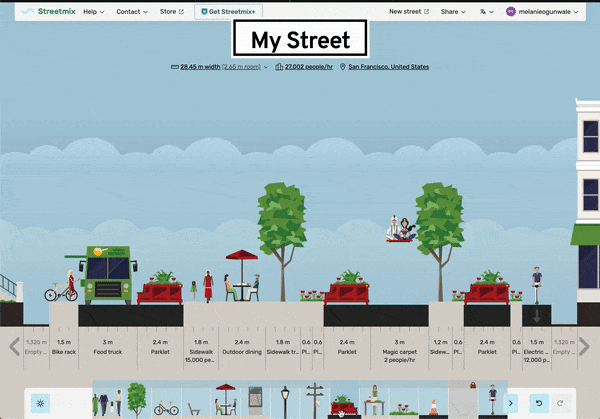 Animated gif screenshot of swapping street segments in Streetmix